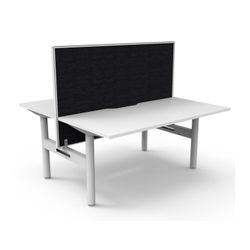 Halo Static Back to Back Workstation with White/Black Screen 1500W White Frame Natural White Scallop Top