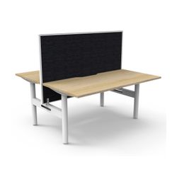 Halo Static Back to Back Workstation with White/Black Screen 1500W White Frame Natural Oak Scallop Top