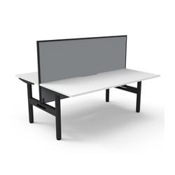 Halo Static Back to Back Workstation with Black/Grey Screen 1800W Black Frame Natural White Scallop Top