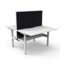 Halo Static Back to Back Workstation with White/Black Screen and Cable Tray 1200W White Frame Natural White Scallop Top