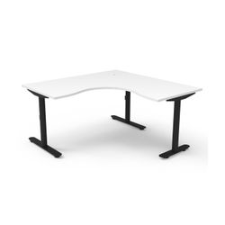 Halo Static Corner Workstation 1500x1500 Black Frame Natural White Top