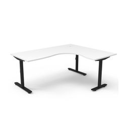 Halo Static Corner Workstation 1800x1500 Black Frame Natural White Top