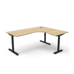 Halo Static Corner Workstation 1800x1500 Black Frame Natural Oak Top