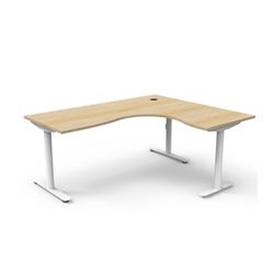 Halo Static Corner Workstation 1800x1500 White Frame Natural Oak Top