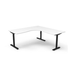 Halo Static Corner Workstation 1800x1800 Black Frame Natural White Top