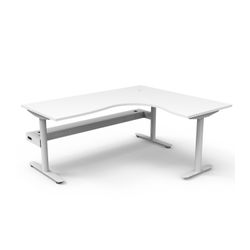 Halo Static Corner Workstation with Cable Tray 1800x1500 White Frame Natural White Top