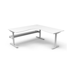 Halo Static Corner Workstation with Cable Tray 1800x1800 White Frame Natural White Top