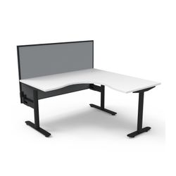 Halo Static Corner Workstation With Black/Grey Screen 1500x1500 Black Frame Natural White Top
