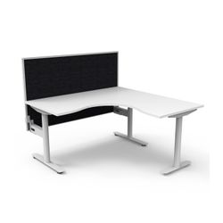 Halo Static Corner Workstation With White/Black Screen 1500x1500 White Frame Natural White Top