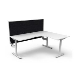 Halo Static Corner Workstation With White/Black Screen 1800x1500 White Frame Natural White Top
