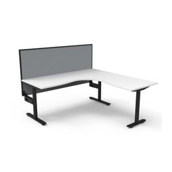 Halo Static Corner Workstation With Black/Grey Screen 1800x1800 Black Frame Natural White Top
