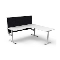 Halo Static Corner Workstation With White/Black Screen 1800x1800 White Frame Natural White Top