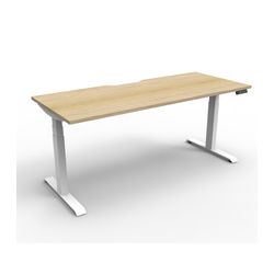 Rapid Boost Plus Height Adjustable Desk Single Sided 1800mm White Frame Natural Oak Top