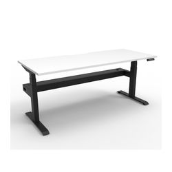 Rapid Boost Plus Height Adjustable Desk with Cable Tray Single Sided 1200mm Black Frame Natural White Top