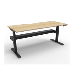 Rapid Boost Plus Height Adjustable Desk with Cable Tray Single Sided 1500mm Black Frame Natural Oak Top