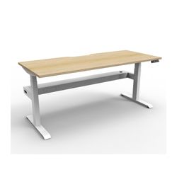 Rapid Boost Plus Height Adjustable Desk with Cable Tray Single Sided 1500mm White Frame Natural Oak Top