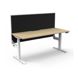 Rapid Boost Plus Height Adjustable Desk with Screen Single Sided 1500mm White Frame Natural Oak Top