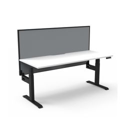 Rapid Boost Plus Height Adjustable Desk with Screen Single Sided 1800mm Black Frame Natural White Top