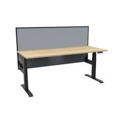 Rapid Boost Plus Height Adjustable Desk with Screen Single Sided 1800mm Black Frame Natural Oak Top