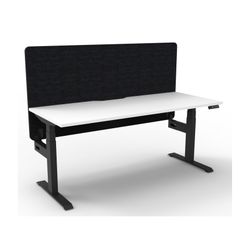 Rapid Boost Plus Height Adjustable Desk with Black Eco Screen Single Sided 1500mm Black Frame Natural White Top
