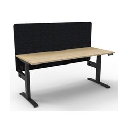 Rapid Boost Plus Height Adjustable Desk with Black Eco Screen Single Sided 1500mm Black Frame Natural Oak Top