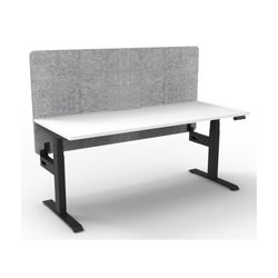 Rapid Boost Plus Height Adjustable Desk with Grey Eco Screen Single Sided 1500mm Black Frame Natural White Top
