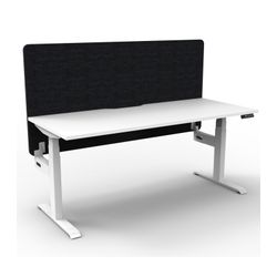Rapid Boost Plus Height Adjustable Desk with Black Eco Screen Single Sided 1500mm White Frame Natural White Top
