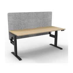 Rapid Boost Plus Height Adjustable Desk with Grey Eco Screen Single Sided 1800mm Black Frame Natural Oak Top