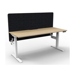 Rapid Boost Plus Height Adjustable Desk with Black Eco Screen Single Sided 1800mm White Frame Natural Oak Top