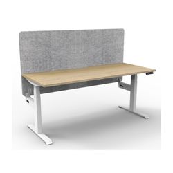 Rapid Boost Plus Height Adjustable Desk with Grey Eco Screen Single Sided 1800mm White Frame Natural Oak Top