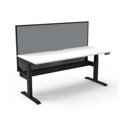 Rapid Boost Plus Height Adjustable Desk with Screen & Cable Tray Single Sided 1500mm Black Frame Natural White Top