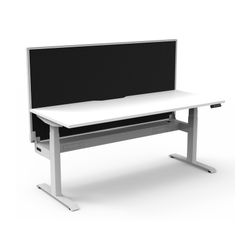 Rapid Boost Plus Height Adjustable Desk with Screen & Cable Tray Single Sided 1800mm White Frame Natural White Top