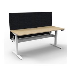 Rapid Boost Plus Height Adjustable Desk with Black Eco Screen & Cable Tray Single Sided 1200mm White Frame Natural Oak Top