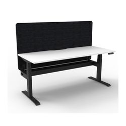Rapid Boost Plus Height Adjustable Desk with Black Eco Screen & Cable Tray Single Sided 1500mm Black Frame Natural White Top