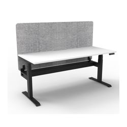 Rapid Boost Plus Height Adjustable Desk with Grey Eco Screen & Cable Tray Single Sided 1500mm Black Frame Natural White Top