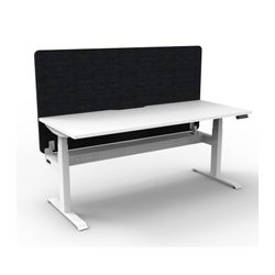 Rapid Boost Plus Height Adjustable Desk with Black Eco Screen & Cable Tray Single Sided 1800mm White Frame Natural White Top
