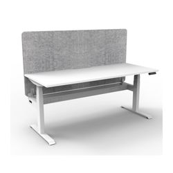 Rapid Boost Plus Height Adjustable Desk with Grey Eco Screen & Cable Tray Single Sided 1800mm White Frame Natural White Top