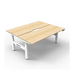 Rapid Boost Plus Height Adjustable Desk Back To Back 1200mm White Frame Natural Oak Top