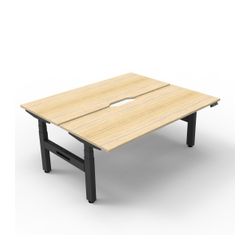 Rapid Boost Plus Height Adjustable Desk Back To Back 1500mm Black Frame Natural Oak Top