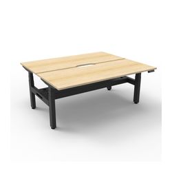 Rapid Boost Plus Height Adjustable Desk with Cable Tray Back To Back 1200mm Black Frame Natural Oak Top
