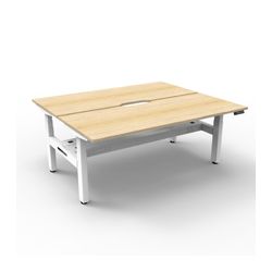 Rapid Boost Plus Height Adjustable Desk with Cable Tray Back To Back 1200mm White Frame Natural Oak Top