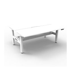 Rapid Boost Plus Height Adjustable Desk with Cable Tray Back To Back 1500mm White Frame Natural White Top
