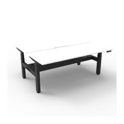 Rapid Boost Plus Height Adjustable Desk with Cable Tray Back To Back 1800mm Black Frame Natural White Top
