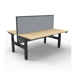Rapid Boost Plus Height Adjustable Desk with Screen Back To Back 1500mm Black Frame Natural Oak Top