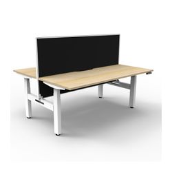 Rapid Boost Plus Height Adjustable Desk with Screen Back To Back 1500mm White Frame Natural Oak Top