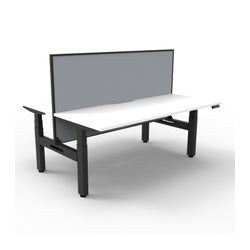 Rapid Boost Plus Height Adjustable Desk with Screen Back To Back 1800mm Black Frame Natural White Top