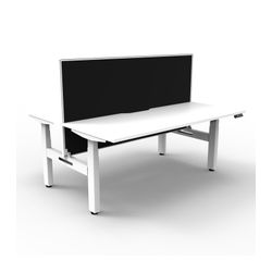 Rapid Boost Plus Height Adjustable Desk with Screen Back To Back 1800mm White Frame Natural White Top