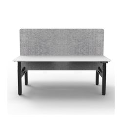 Rapid Boost Plus Height Adjustable Desk with Grey Eco Screen Back To Back 1200mm Black Frame Natural White Top