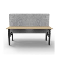 Rapid Boost Plus Height Adjustable Desk with Grey Eco Screen Back To Back 1200mm Black Frame Natural Oak Top