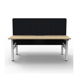 Rapid Boost Plus Height Adjustable Desk with Black Eco Screen Back To Back 1200mm White Frame Natural Oak Top